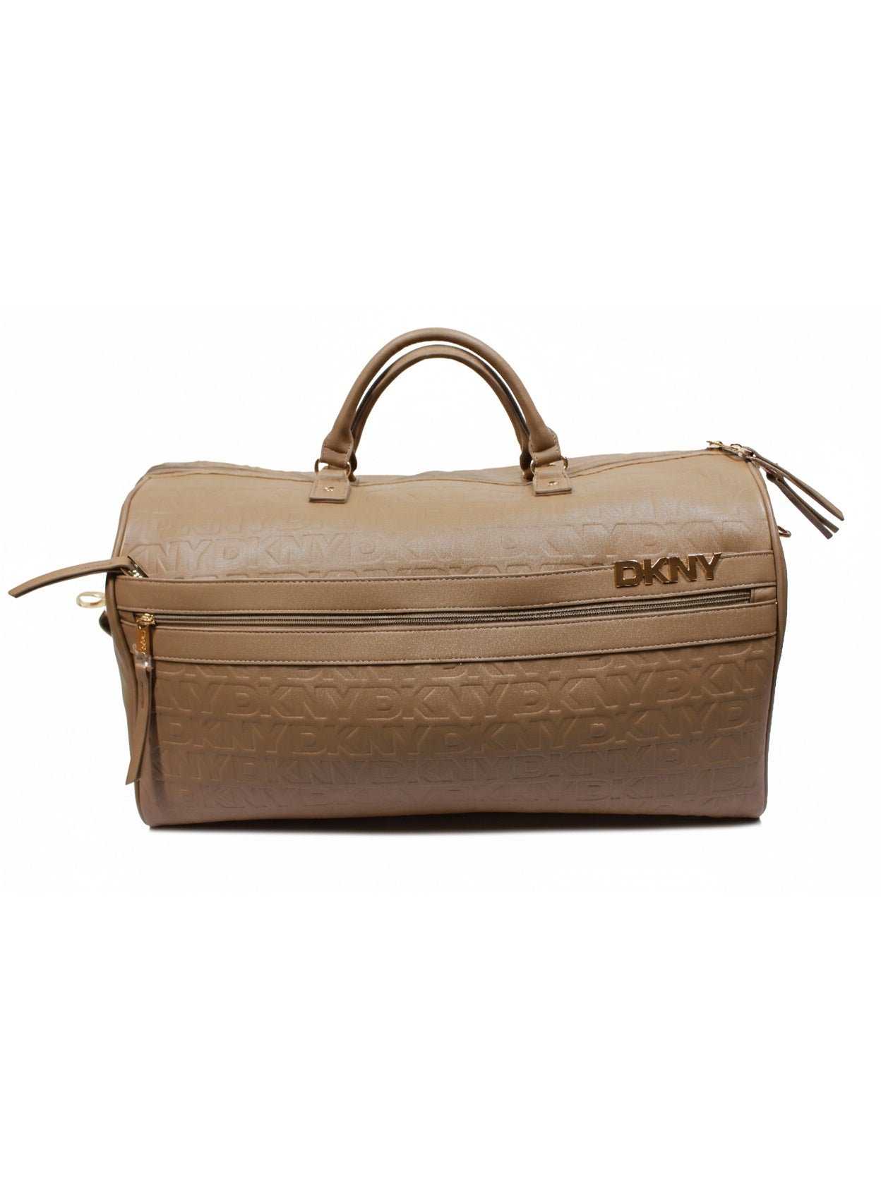 Dkny Vertical Embossed Duffle Bag for Unisex | Ultra Lightweight Wheels 2 Color Walnut