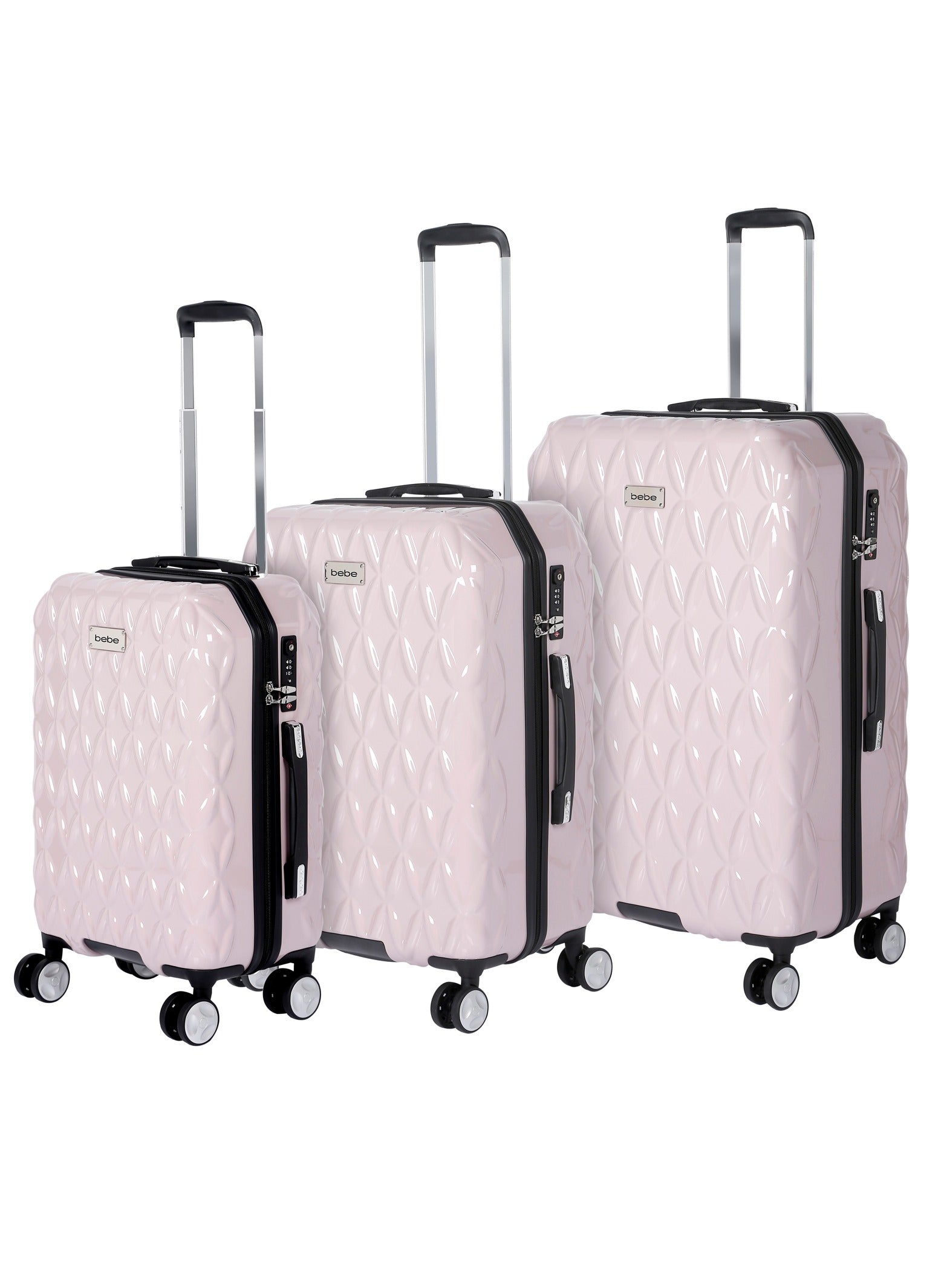 BEBE Tiara Hardside Luggage on Wheels for Unisex | Ultra Lightweight ABS on with Spinner Wheels 4 Color Rose Pink