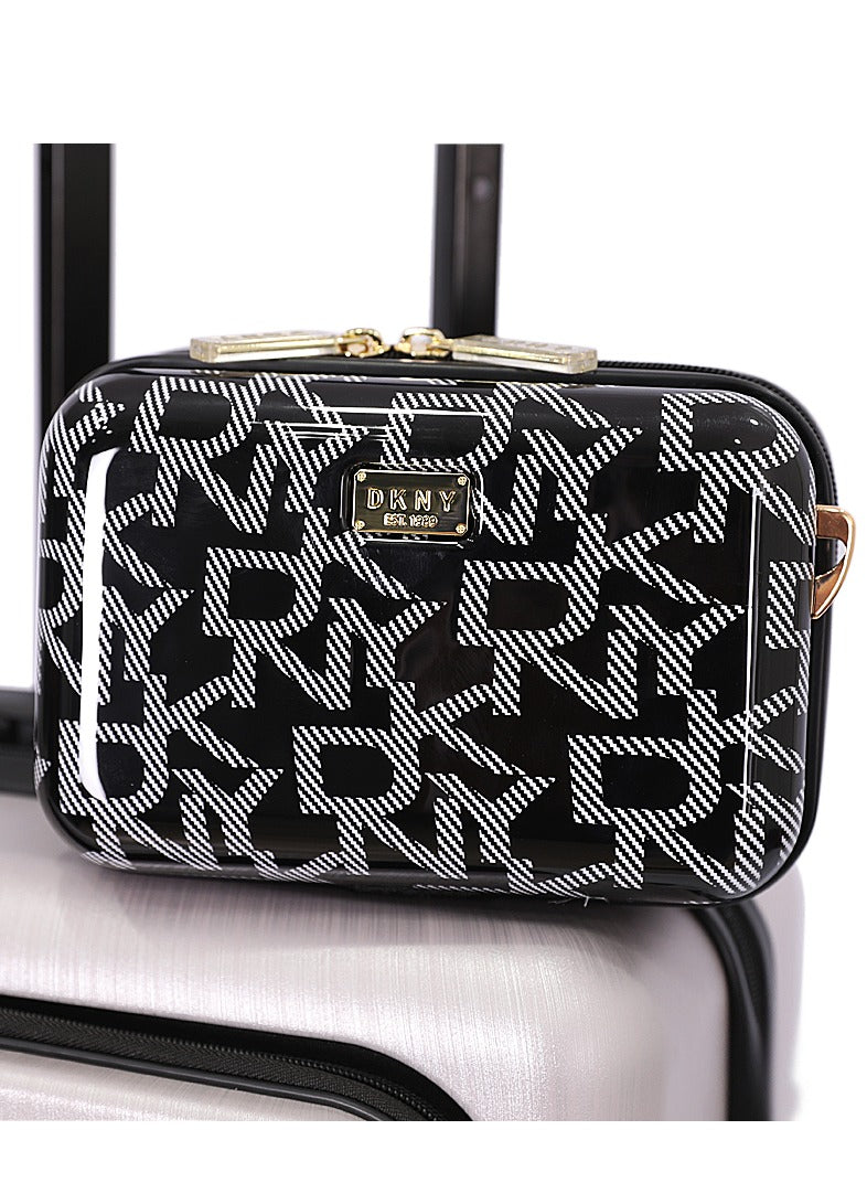 DKNY Deco Signature Beauty Case Makeup Travel Lighted Case, Cosmetic Bag Organizer Professional Adjustable Divider Storage, Waterproof Portable Make up Train Box Accessories