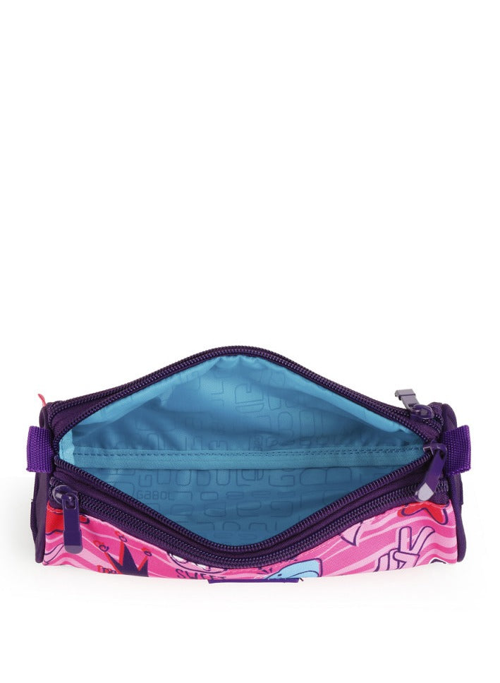 Pink Printed Pencil Case Zippered Closure