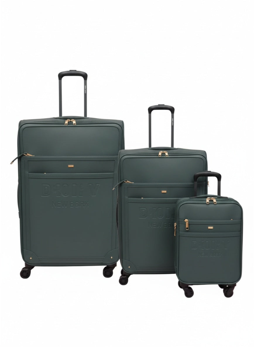 DKNY IMPRESSIONIST SS  3-Piece Softsided Luggage Set on Wheels for Unisex | Ultra Lightweight ABS with Spinner Wheels 4 Color Pine