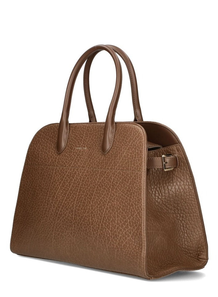 David Jones women's large handbag tote shopper bag pu genuine leather style multi pocket top handle bags Color Taupe