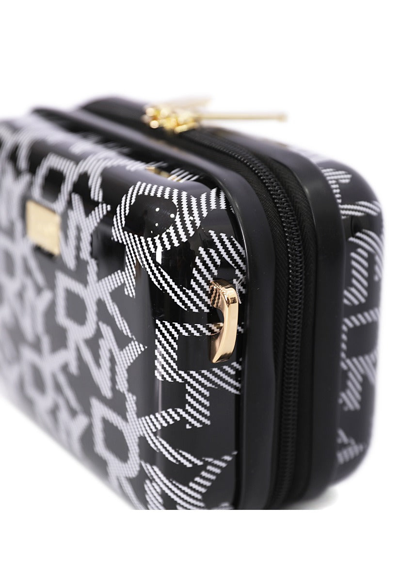 DKNY Deco Signature Beauty Case Makeup Travel Lighted Case, Cosmetic Bag Organizer Professional Adjustable Divider Storage, Waterproof Portable Make up Train Box Accessories