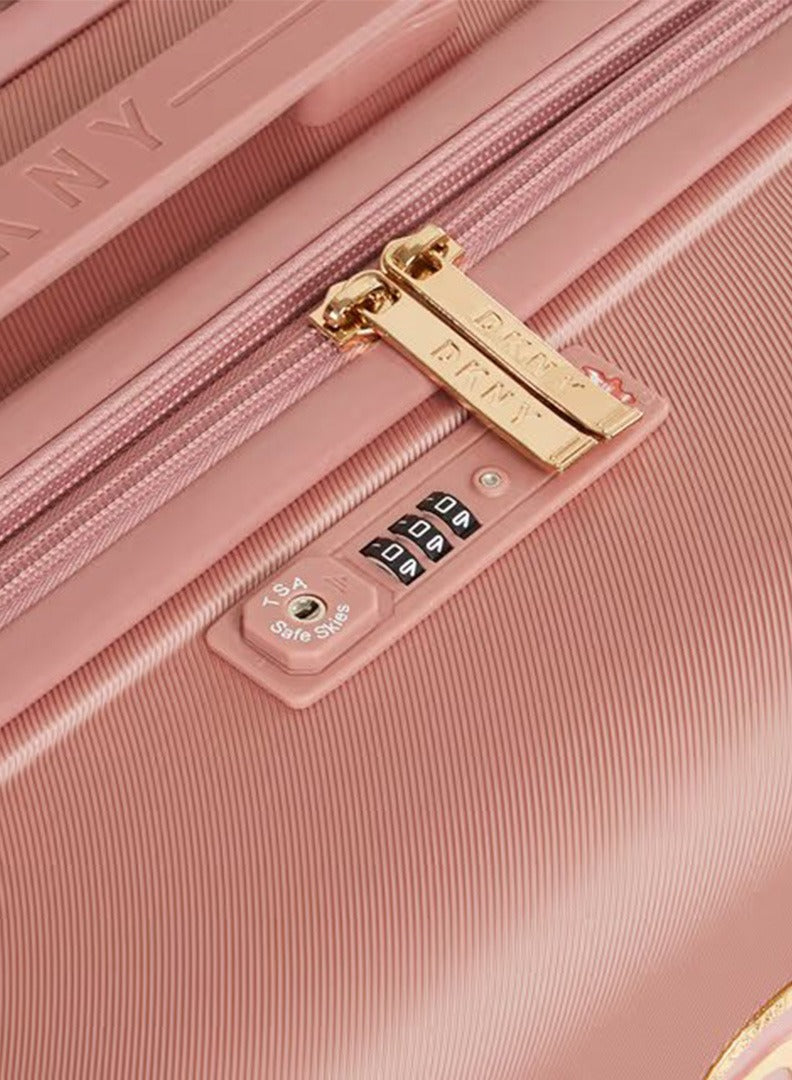 Eclipse Hard Case Luggage Trolley For Unisex ABS Lightweight 4 Double Wheeled Suitcase With Built In TSA Type Lock DK Rose