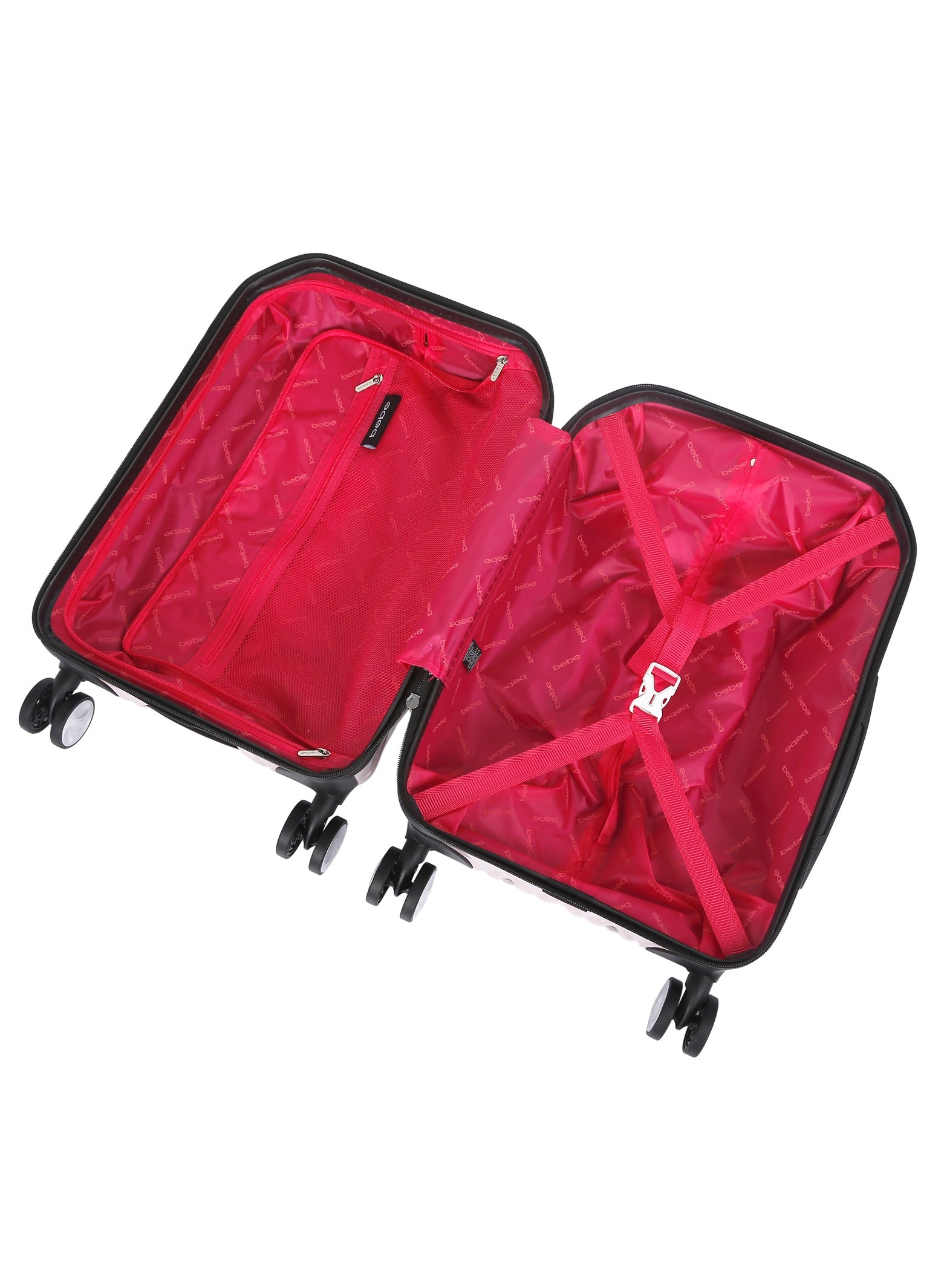 BEBE Tiara Hardside Luggage on Wheels for Unisex | Ultra Lightweight ABS on with Spinner Wheels 4 Color Rose Pink