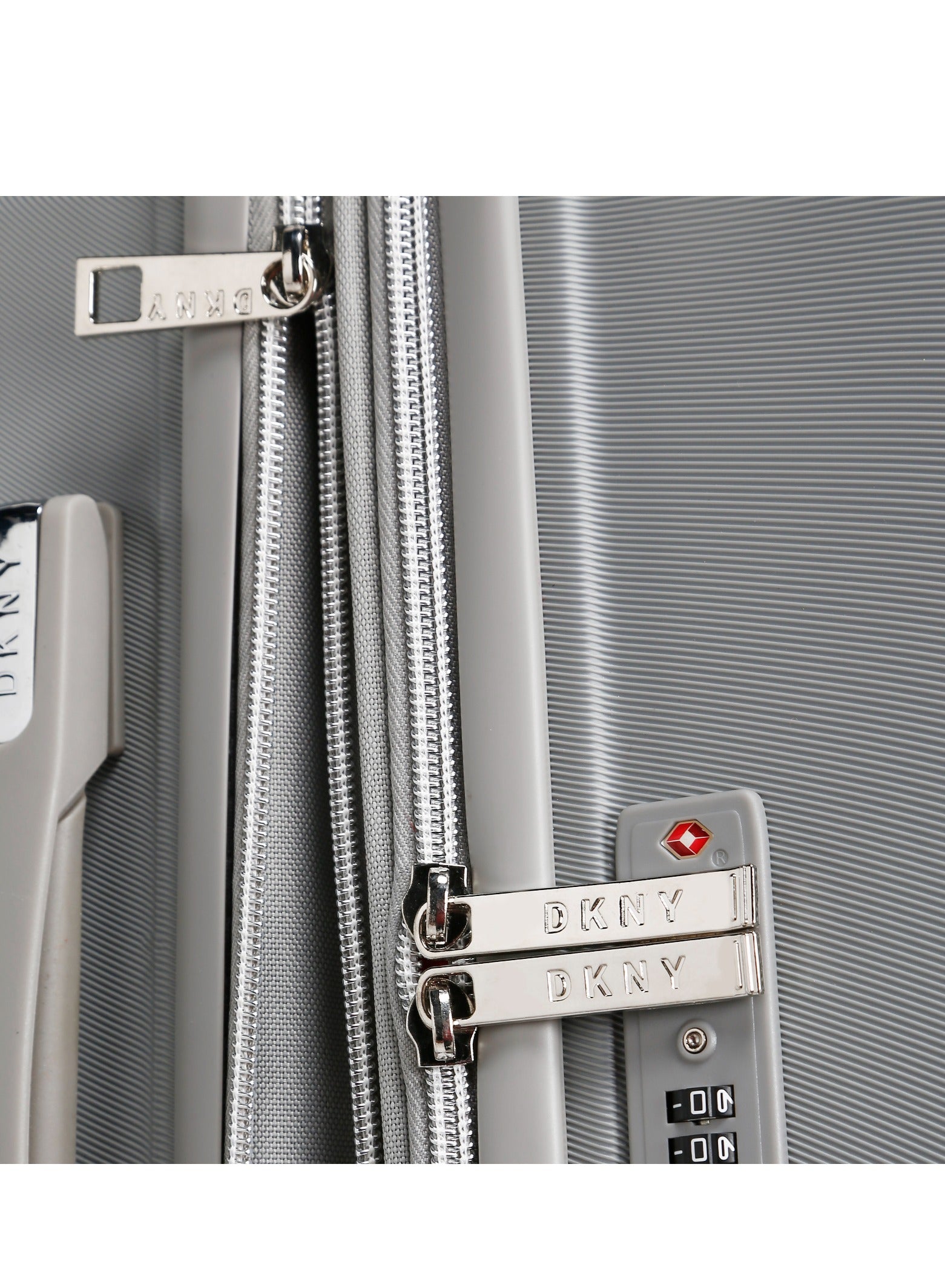 Dkny Charm Hardside Luggage on Wheels for Unisex | Ultra Lightweight ABS on with Spinner Wheels 4 Color Dark Silver