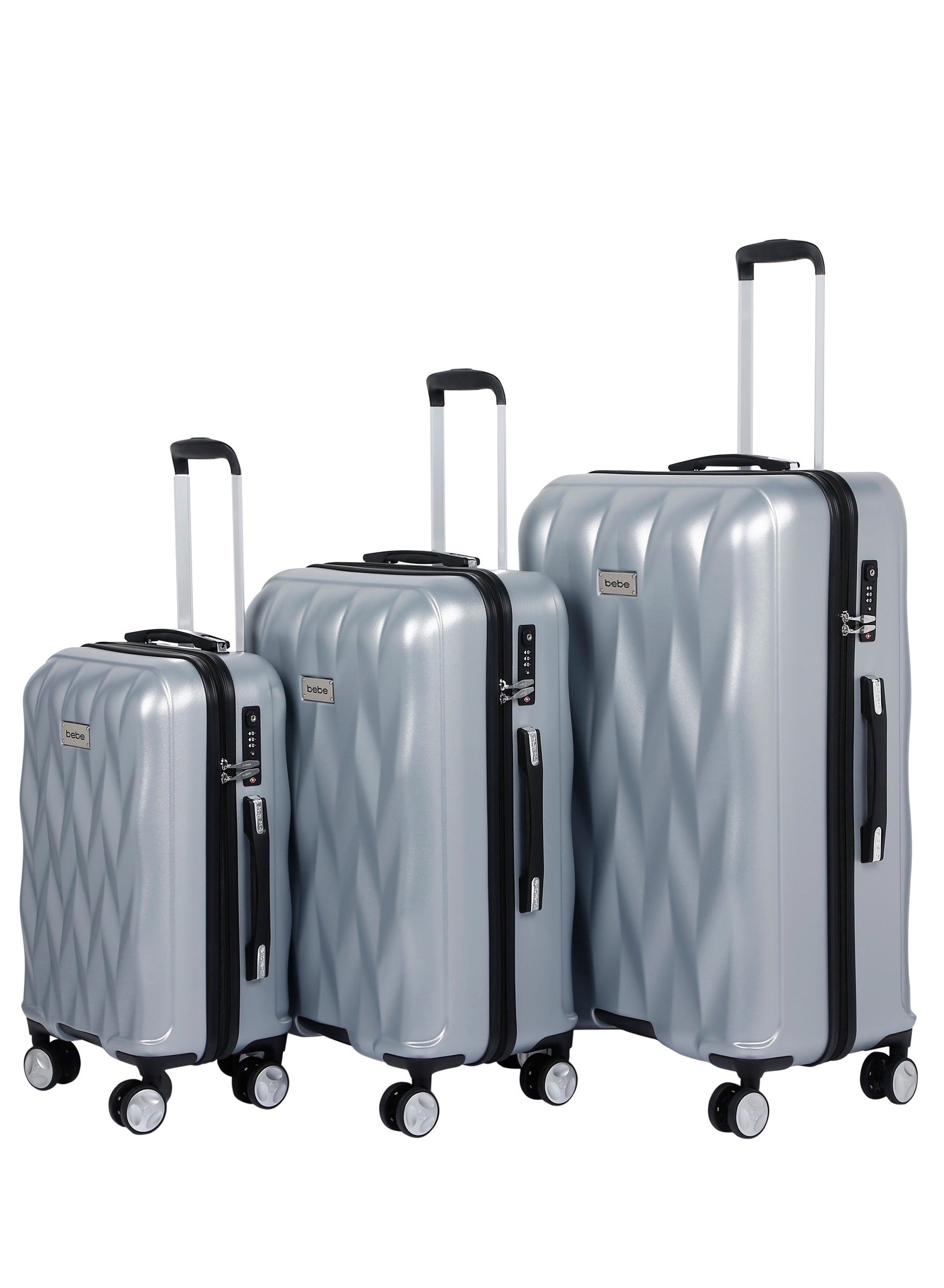 BEBE Ellise Hardside Luggage on Wheels for Unisex | Ultra Lightweight ABS on with Spinner Wheels 4 Color Silver