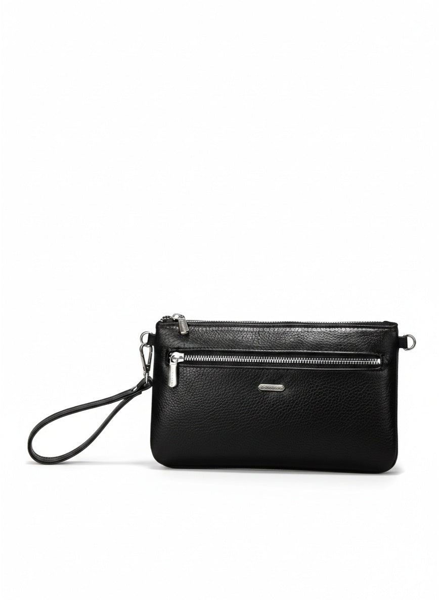 David Jones Women’s  wristlet bag lightweight bag | long handle stylish for work, school & college | Color BLACK