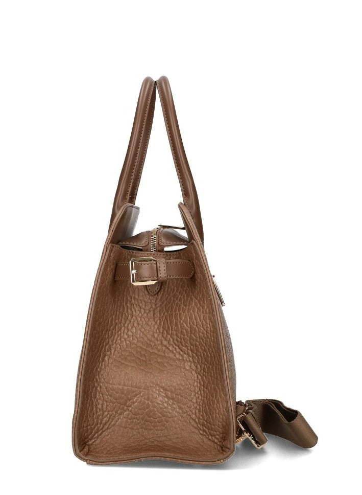 David Jones women's large handbag tote shopper bag pu genuine leather style multi pocket top handle bags Color Taupe