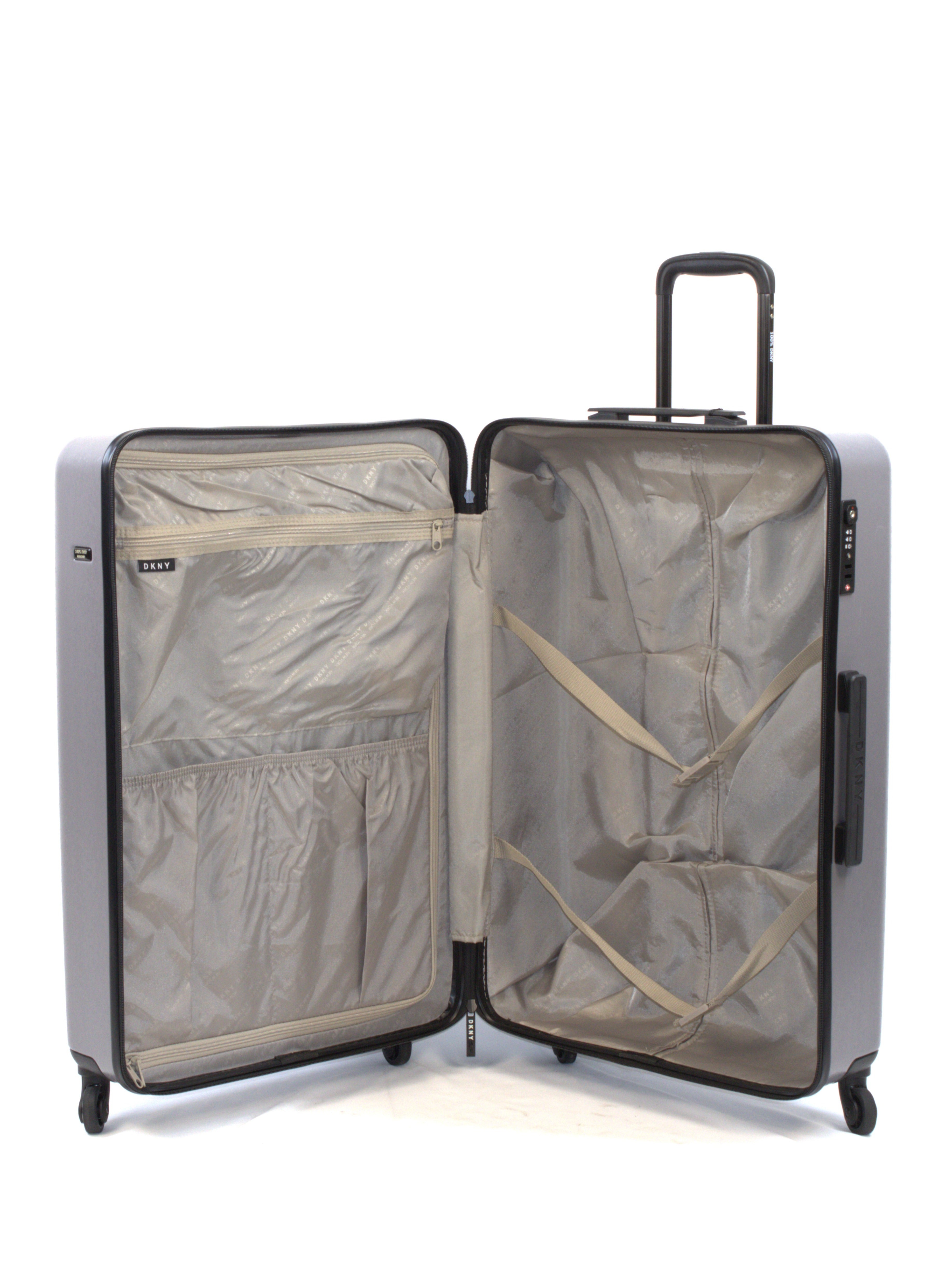 DKNY Front & Center  Hardside Luggage on Wheels for Unisex | Ultra Lightweight ABS on with Spinner Double Wheels 4 Color Silver