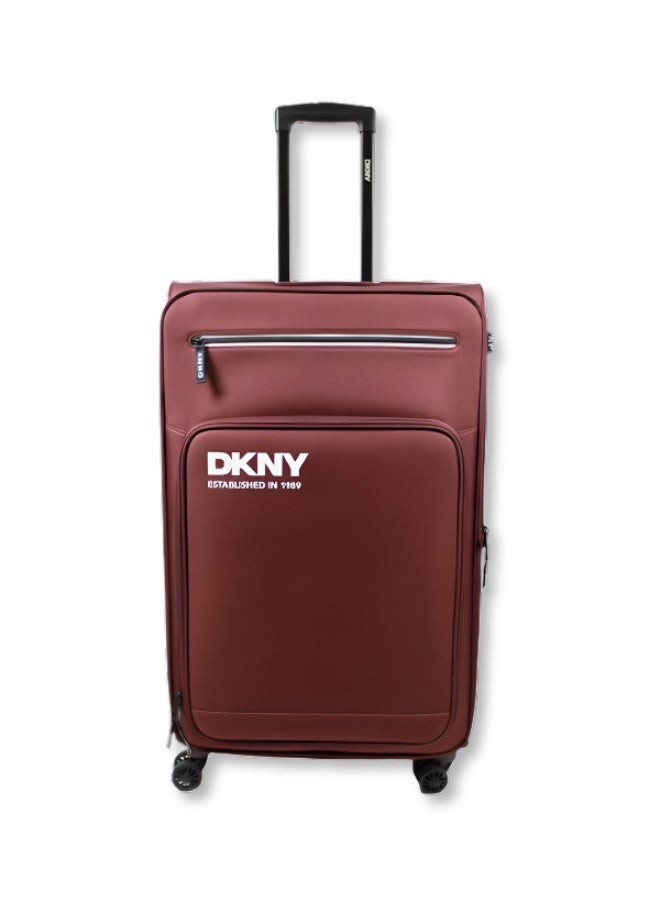 DKNY Softside Luggage on Wheels for Unisex | Ultra Lightweight ABS on with Spinner Wheels 4 Color Dark Red