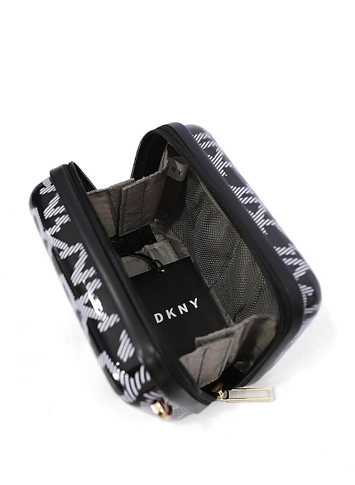 DKNY Deco Signature Beauty Case Makeup Travel Lighted Case, Cosmetic Bag Organizer Professional Adjustable Divider Storage, Waterproof Portable Make up Train Box Accessories