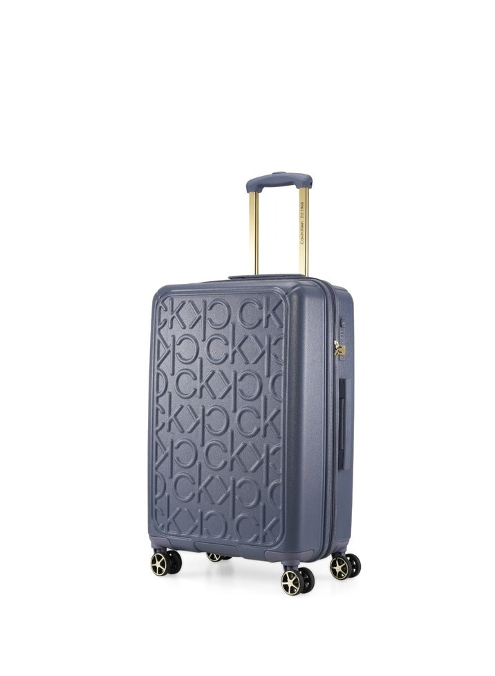 Big Monogram Hardside Spinner Luggage On Wheels, Ultra Lightweight ABS, 4 Double Wheels Color DENIM