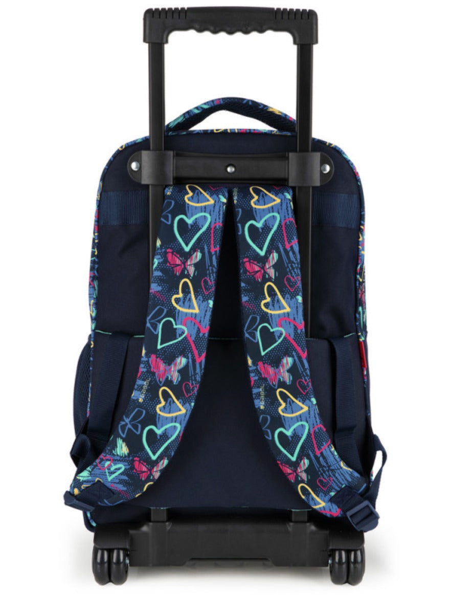 Gabol Tizaz Trolley Backpack – Multi-Colored | Lightweight & Durable Travel Bag | Unisex | Hearts & Butterflies Design