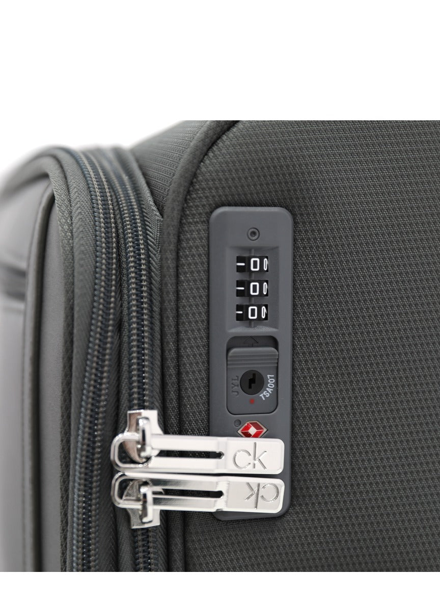 Calvin Klein Solana Softside Spinner Luggage On Wheels, Ultra Lightweight Polyester, 4 Double Wheels