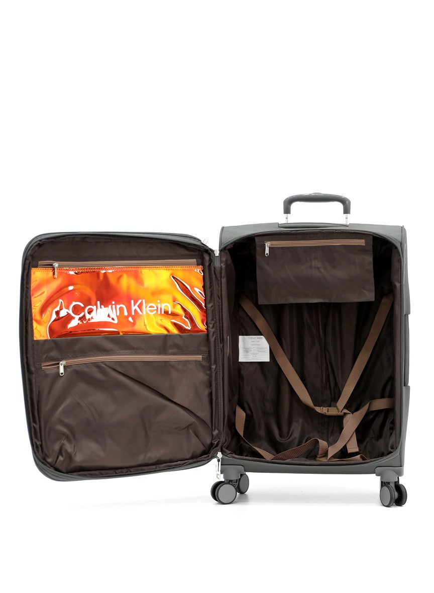 Calvin Klein Solana Softside Spinner Luggage On Wheels, Ultra Lightweight Polyester, 4 Double Wheels