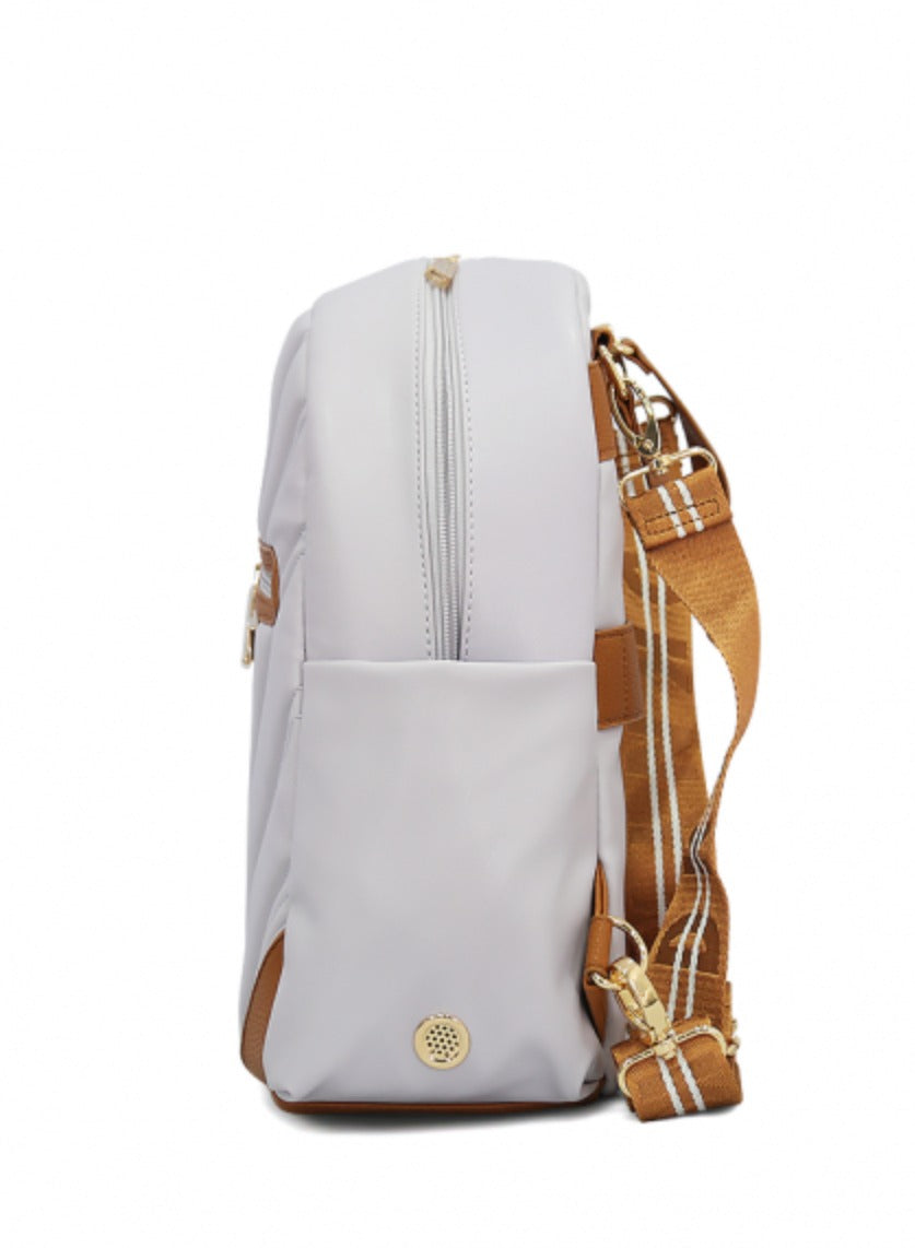 DKNY Leather Backpack for Women | Stylish light grey Color | Lightweight & Durable Design