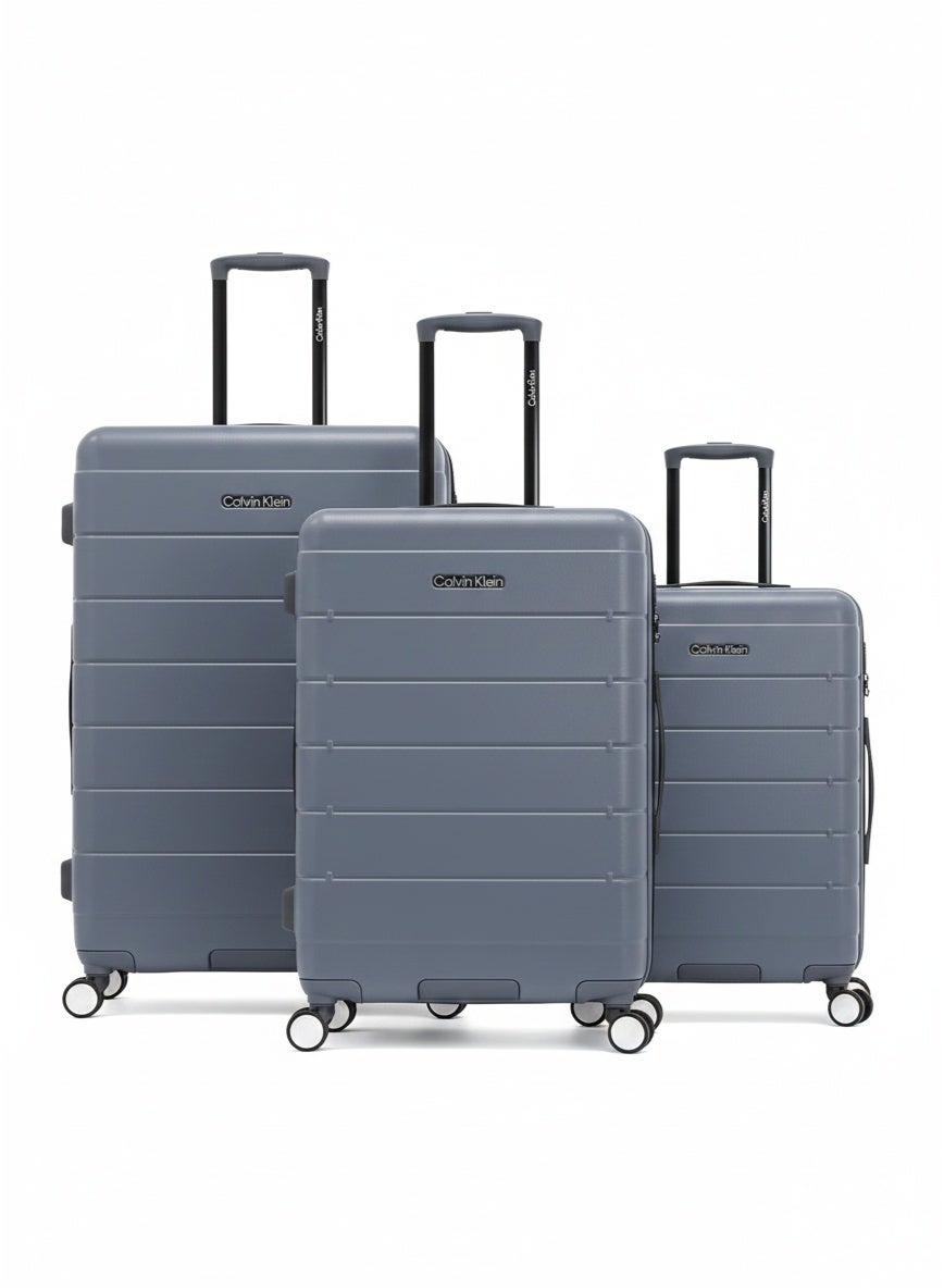 Calvin Klein Palisades 3-Piece Hardsided Luggage Set on Wheels for Unisex | Ultra Lightweight ABS with Spinner Wheels 4 Color Flintstone