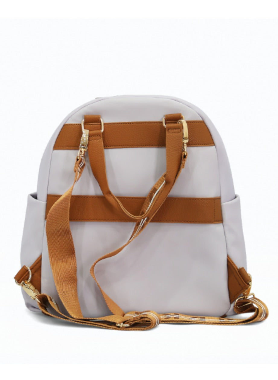 DKNY Leather Backpack for Women | Stylish light grey Color | Lightweight & Durable Design