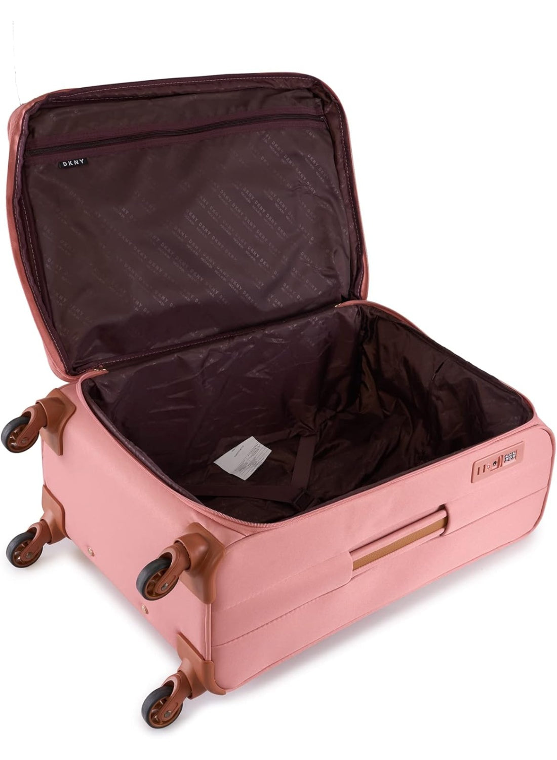 DKNY Autograph Softside Luggage on Wheels for Unisex | Ultra Lightweight ABS on with Spinner Wheels 4 Double Wheel (ROUGE, 24 Inch)