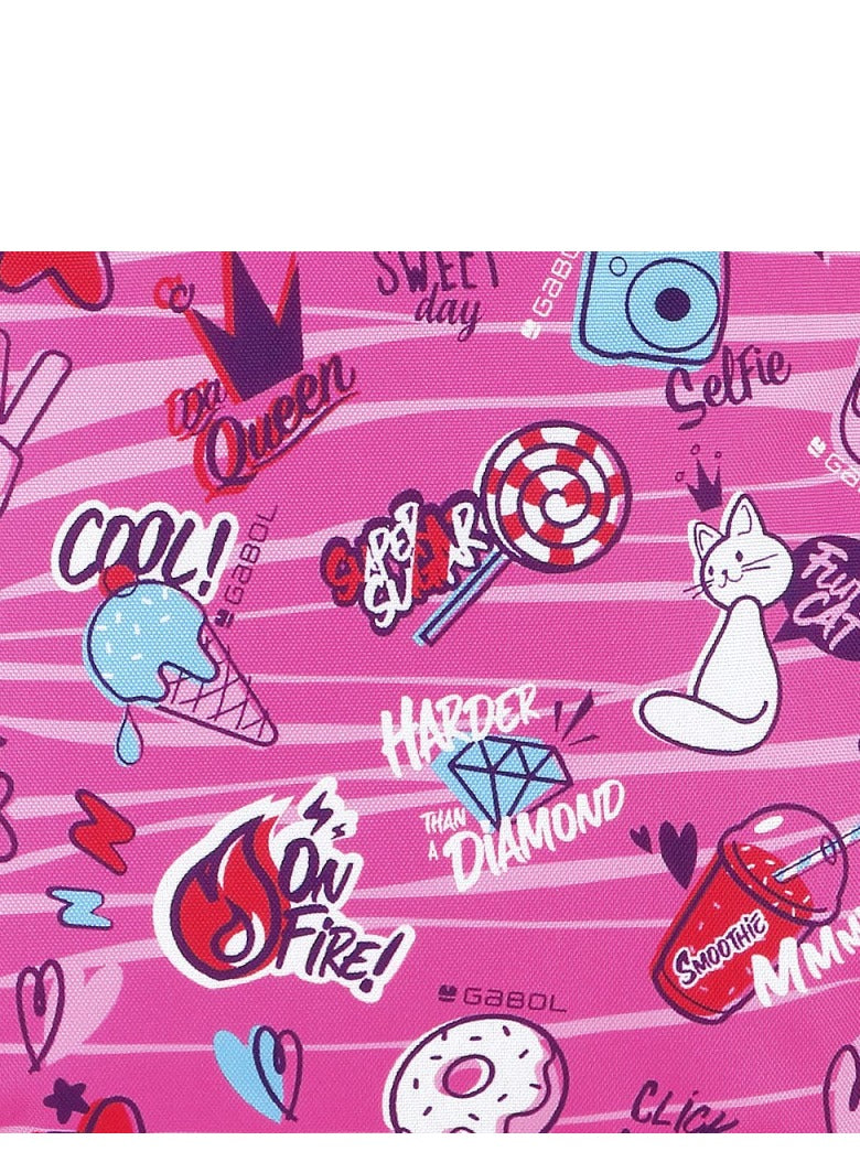 Pink Printed Pencil Case Zippered Closure