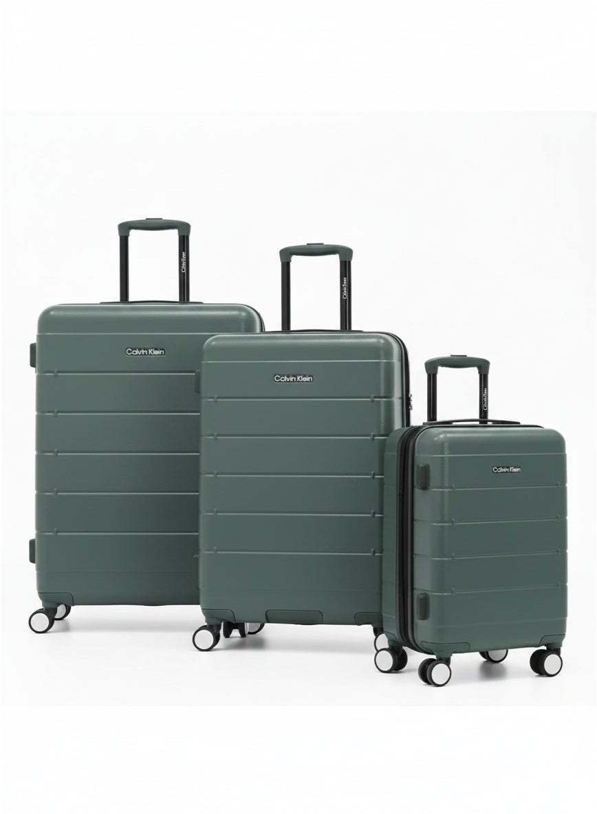Calvin Klein Palisades 3-Piece Hardsided Luggage Set on Wheels for Unisex | Ultra Lightweight ABS with Spinner Wheels 4 Color Sage