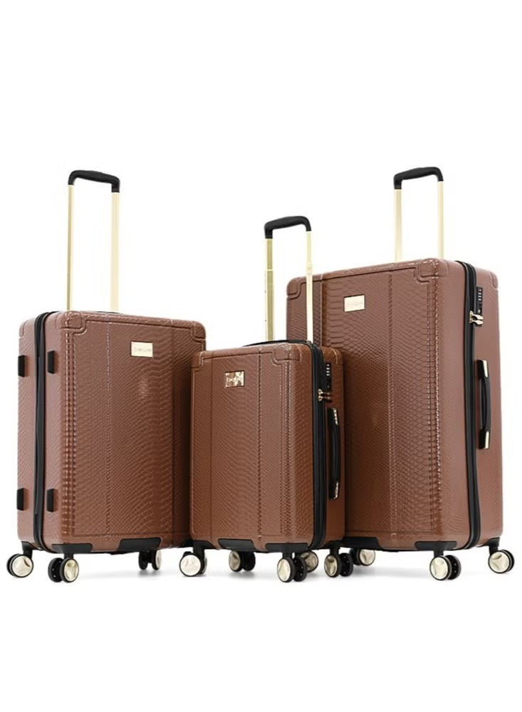 BEBE MARTA 3-Piece Hardsided Luggage Set on Wheels for Unisex | Ultra Lightweight ABS with Spinner Wheels 4 Color Brown