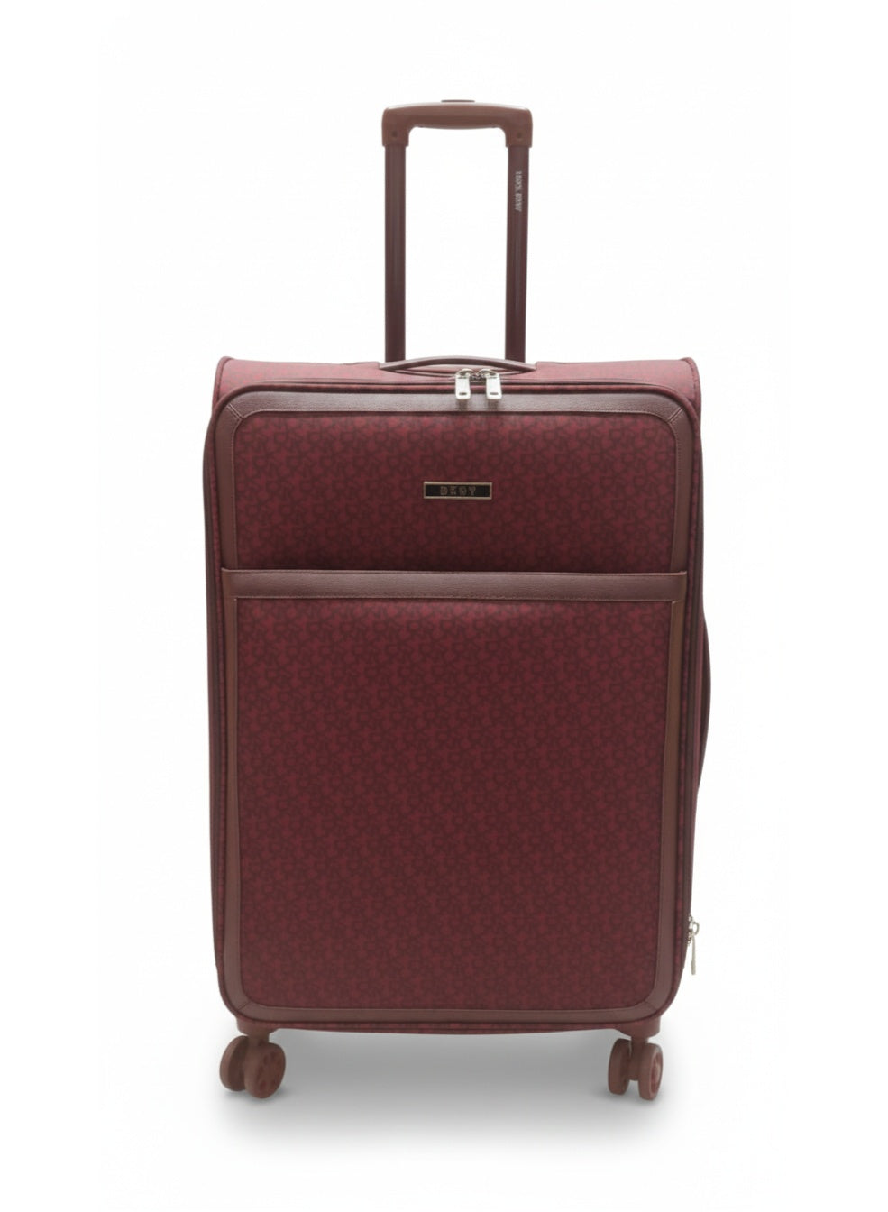 DKNY Vintage Signature Large Check-In Trolley Bag | 28-Inch Softside Spinner Suitcase | Dark Red