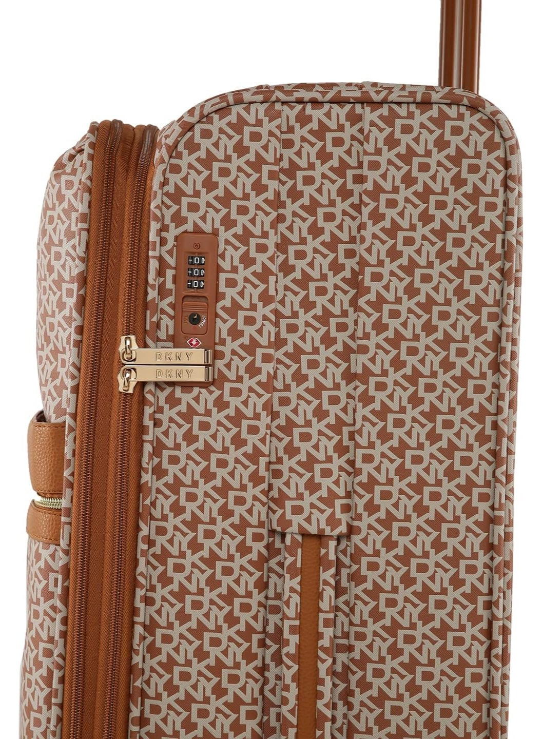 DKNY Signature Stripe Softside Luggage on Wheels for Unisex | Ultra Lightweight ABS on with Spinner Wheels 4 Double Wheel (MAPLE, 28 Inch)