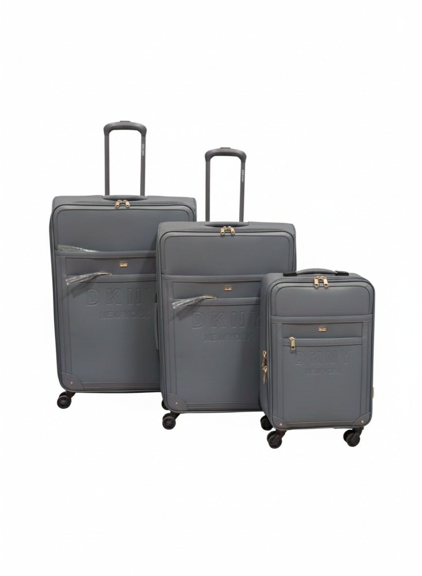 DKNY IMPRESSIONIST 3-Piece Softsided Luggage Set on Wheels for Unisex | Ultra Lightweight ABS with Spinner Wheels 4 Color Twilight