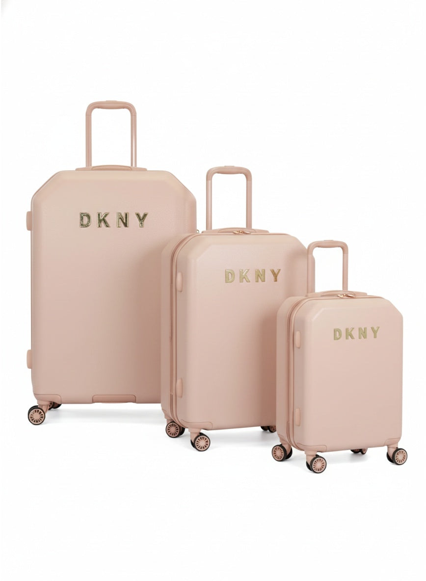 DKNY Allure 3-Piece Hardsided Luggage Set on Wheels for Unisex | Ultra Lightweight ABS with Spinner Wheels 4 Color Pink