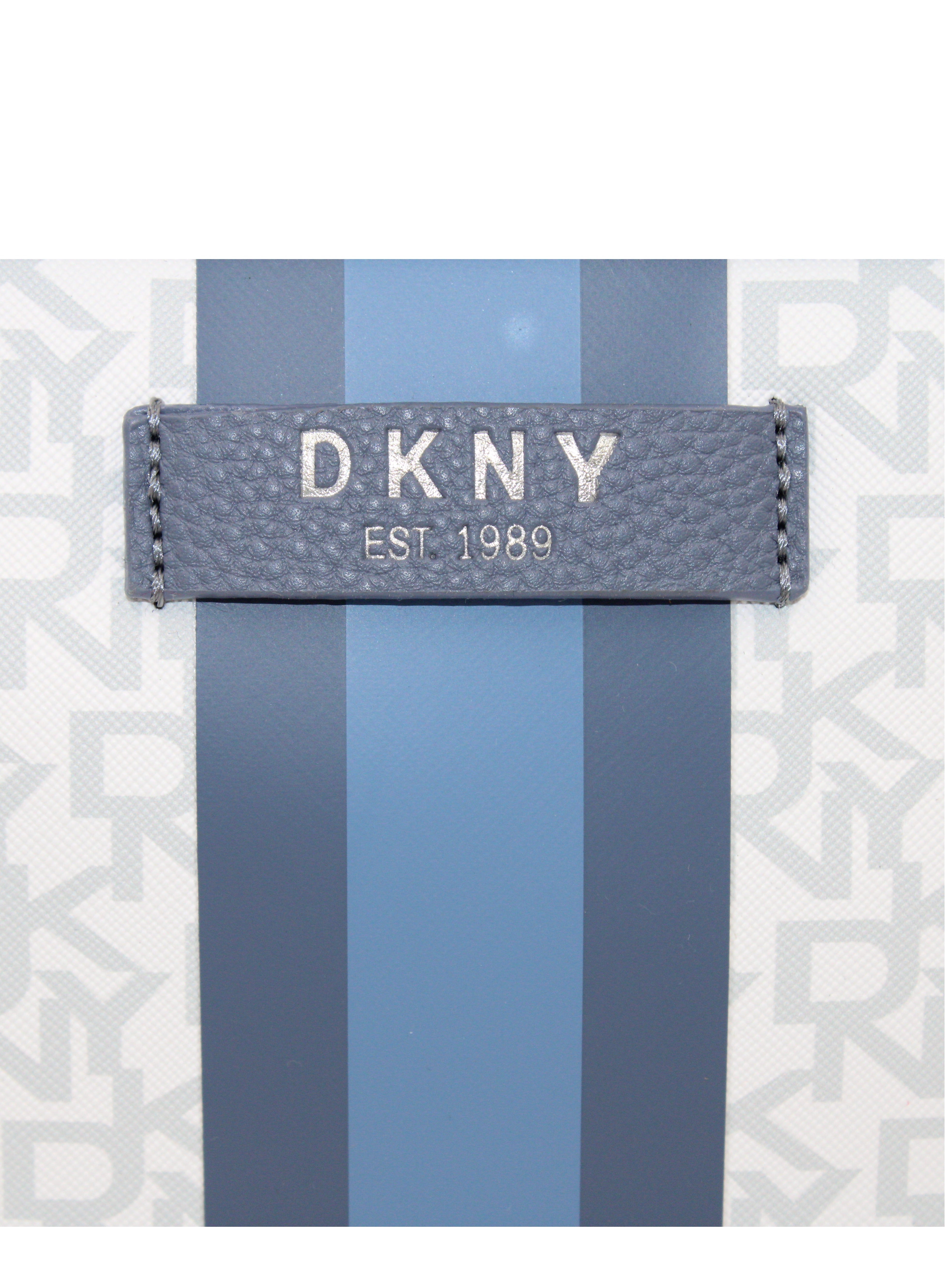 DKNY Signature Stripe 2.0 Mini Tote Cosmetic Bag, Travel Make up Bag Small, Small Lightweight Cosmetic Bag Storage Bag, Small Makeup Bag, Travel Toiletry Bag