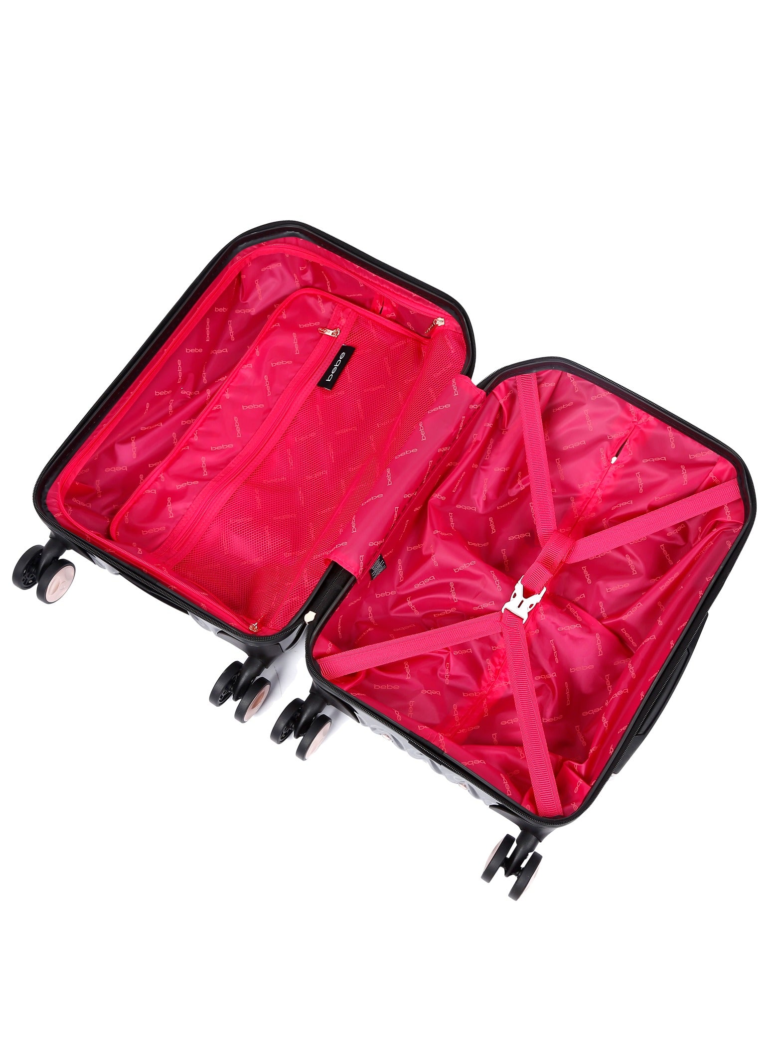 Bebe Tiara Hardside Luggage on Wheels for Unisex | Ultra Lightweight ABS on with Spinner Wheels 4 Color Black/Rose Gold