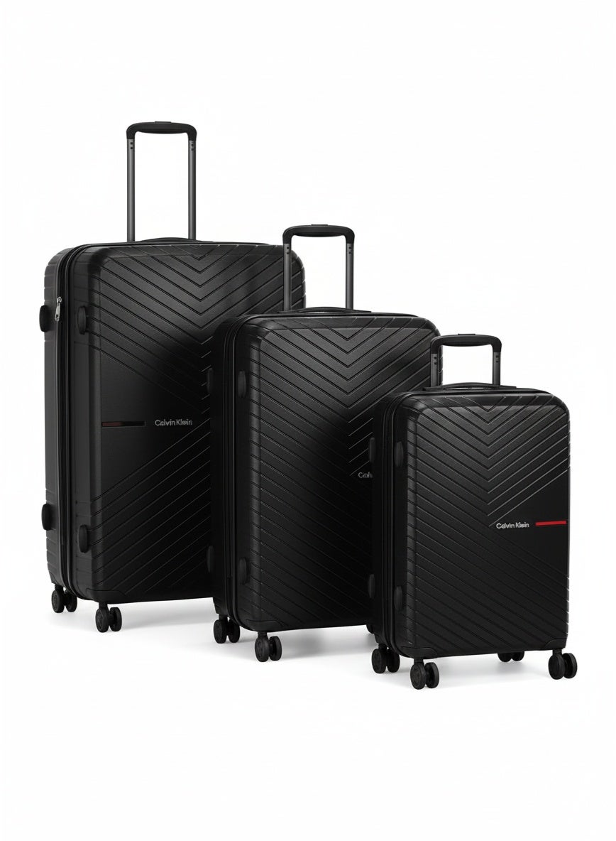 Calvin Klein Sustain 2.0 3-Piece Hardsided Luggage Set on Wheels for Unisex | Ultra Lightweight ABS with Spinner Wheels 4 Color Black