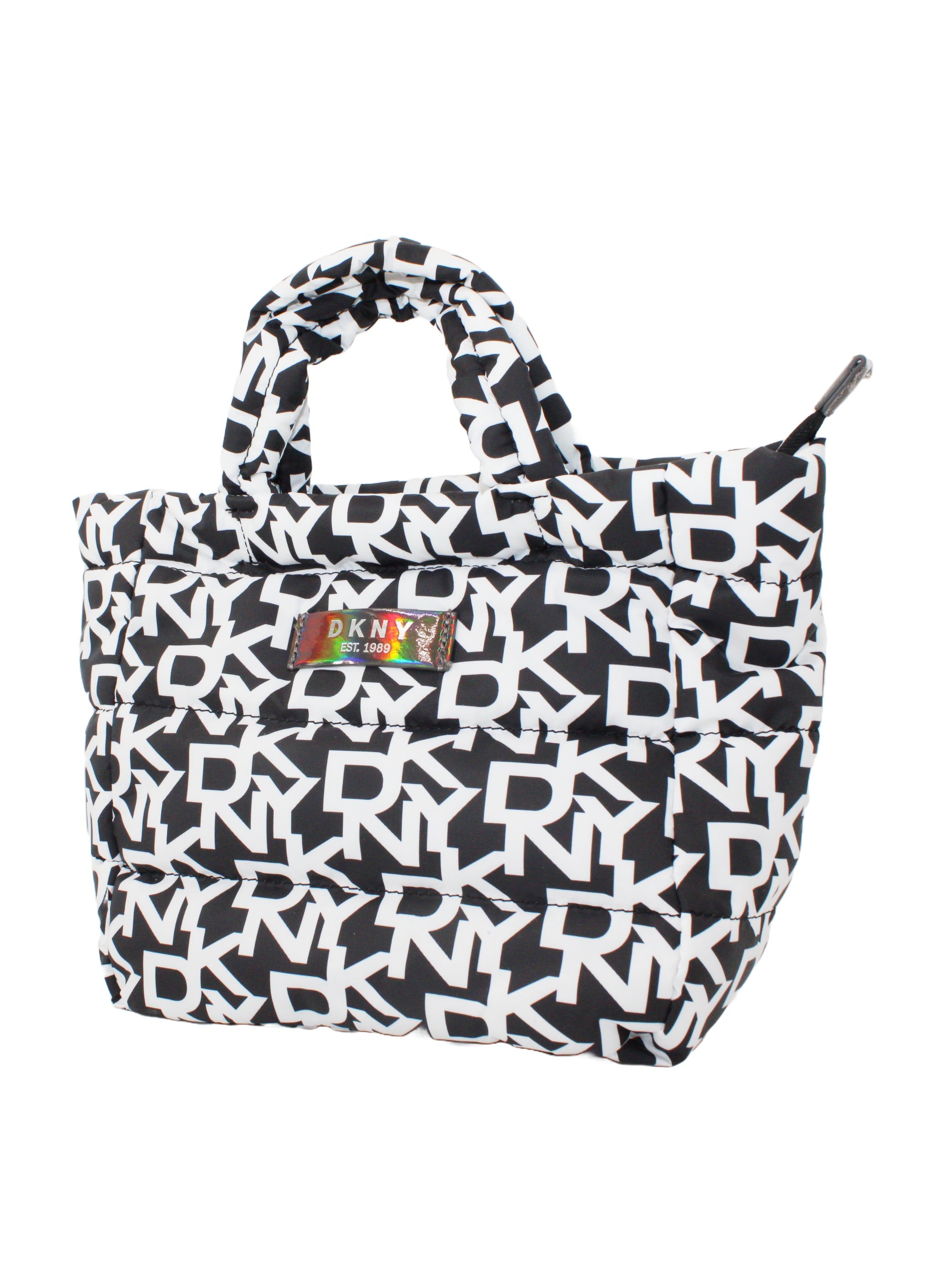 DKNY Signature Puffer Mini Tote Cosmetic Bag, Travel Make up Bag Small, Small Lightweight Cosmetic Bag Storage Bag, Small Makeup Bag, Travel Toiletry Bag