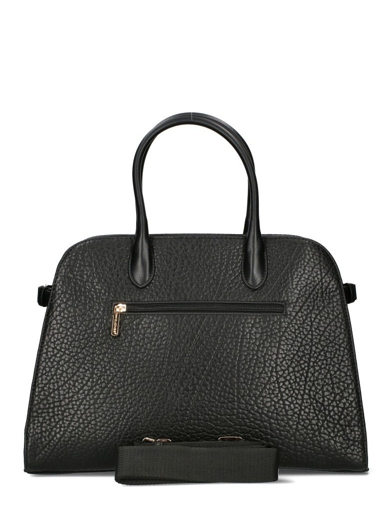 David Jones women's large handbag tote shopper bag pu genuine leather style multi pocket top handle bags Color Black