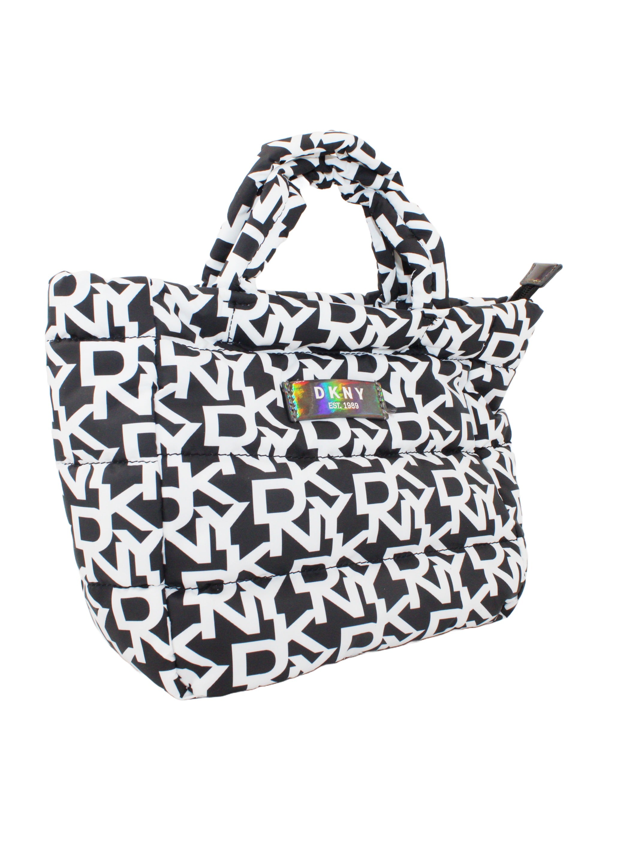 DKNY Signature Puffer Mini Tote Cosmetic Bag, Travel Make up Bag Small, Small Lightweight Cosmetic Bag Storage Bag, Small Makeup Bag, Travel Toiletry Bag