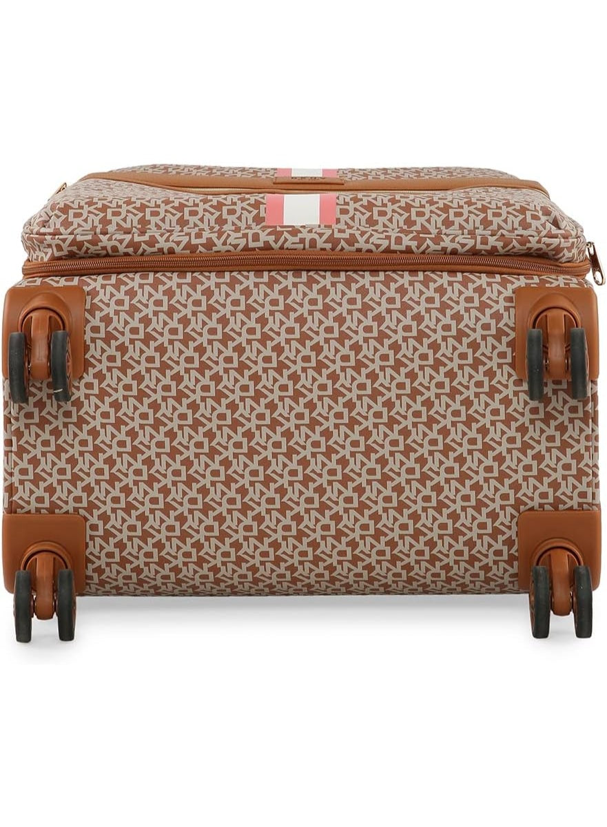 DKNY Signature Stripe Softside Luggage on Wheels for Unisex | Ultra Lightweight ABS on with Spinner Wheels 4 Double Wheel (MAPLE, 28 Inch)