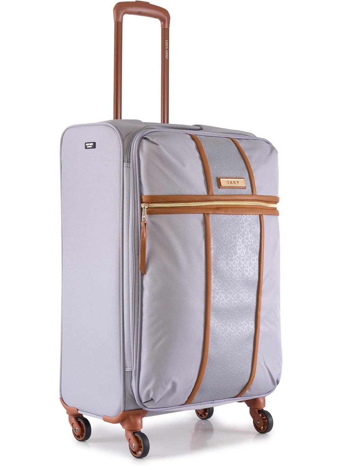 DKNY Autograph Softside Luggage on Wheels for Unisex | Ultra Lightweight ABS on with Spinner Wheels 4 Double Wheel (STORM GREY, 24 Inch)