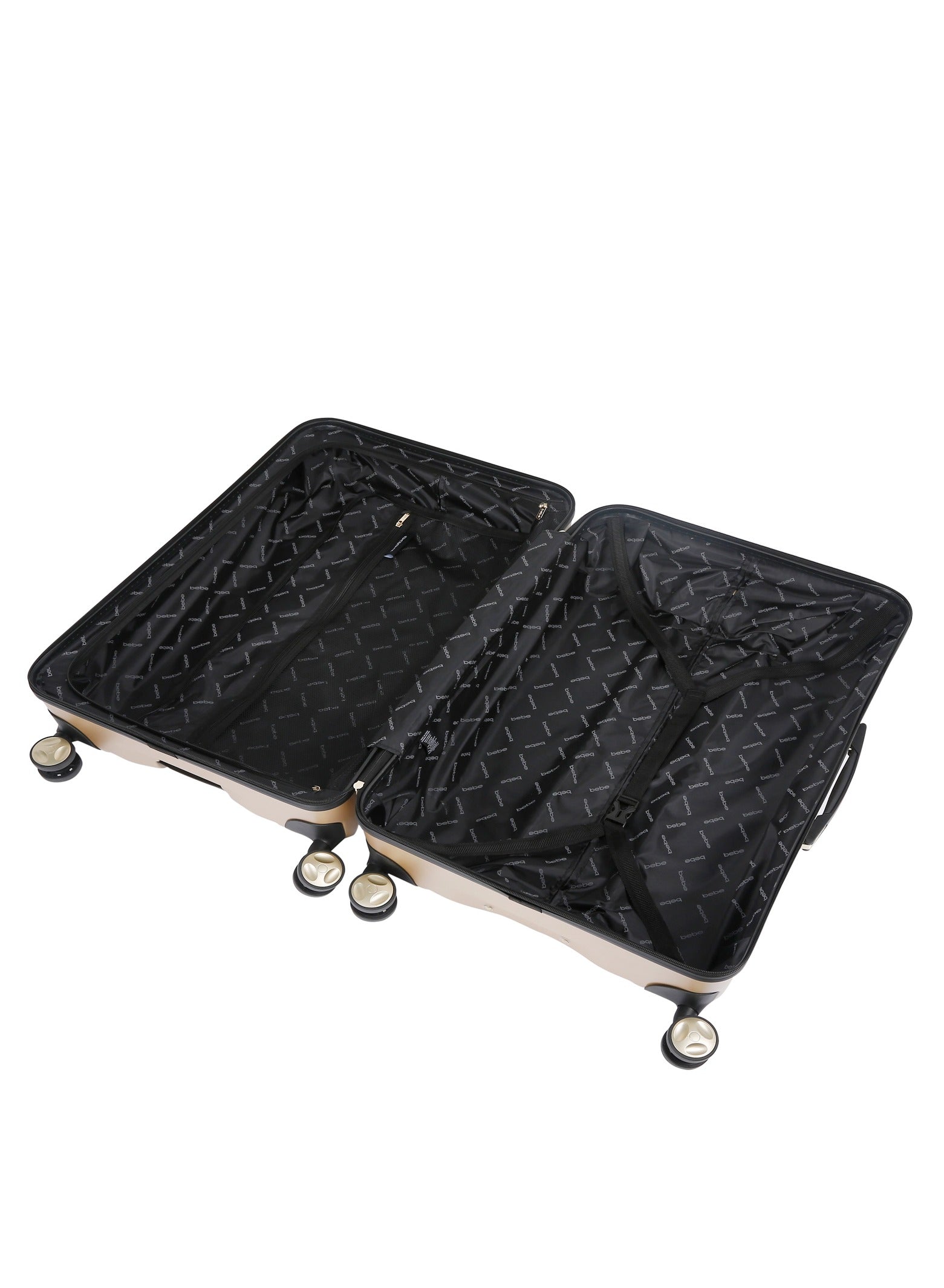 BEBE Diamond Textured Hard Shell Trolley Suitcase with Spinner Wheels and TSA Lock – Elegant Gold