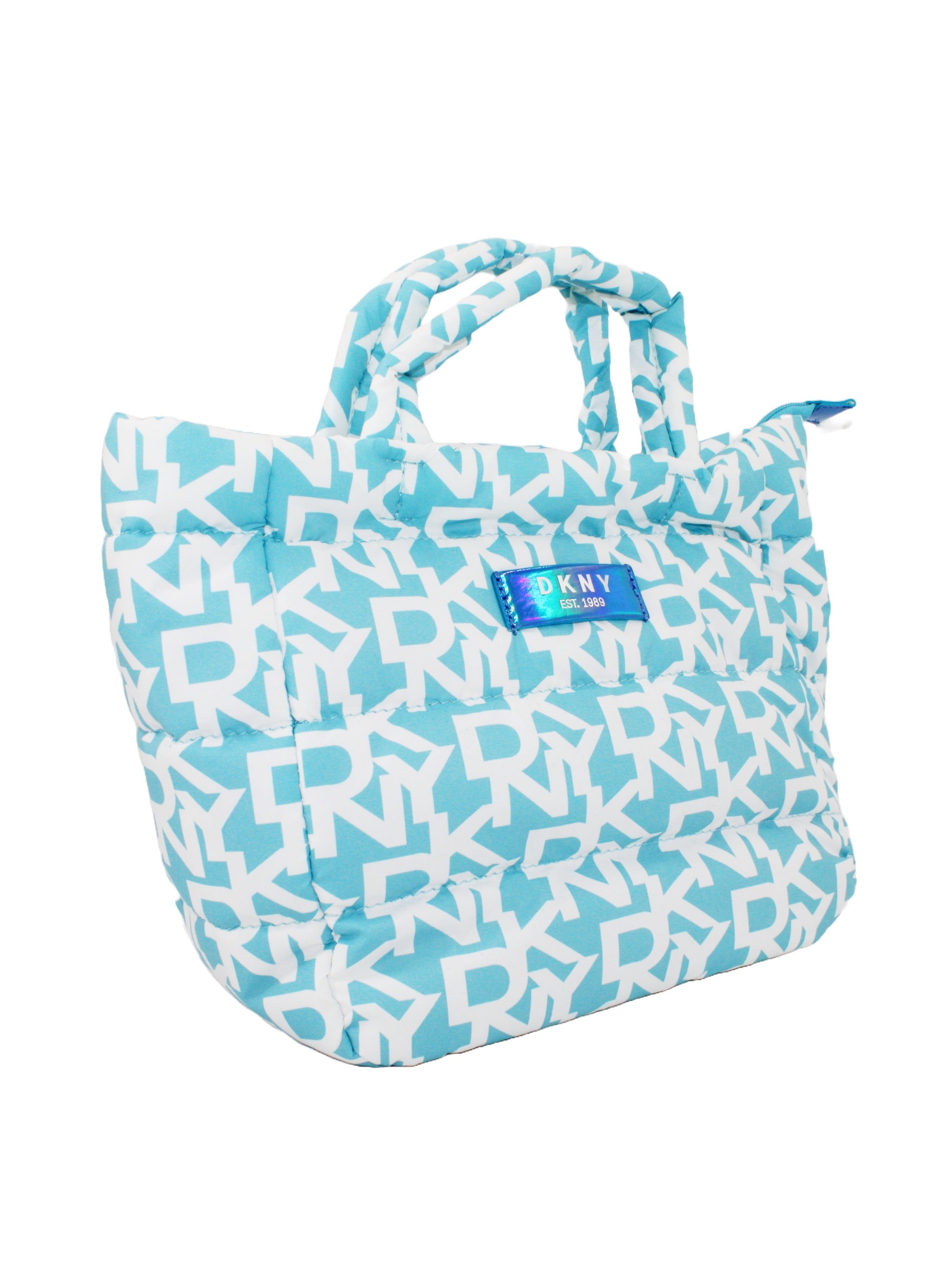 DKNY Signature Puffer Mini Tote Cosmetic Bag, Travel Make up Bag Small, Small Lightweight Cosmetic Bag Storage Bag, Small Makeup Bag, Travel Toiletry Bag