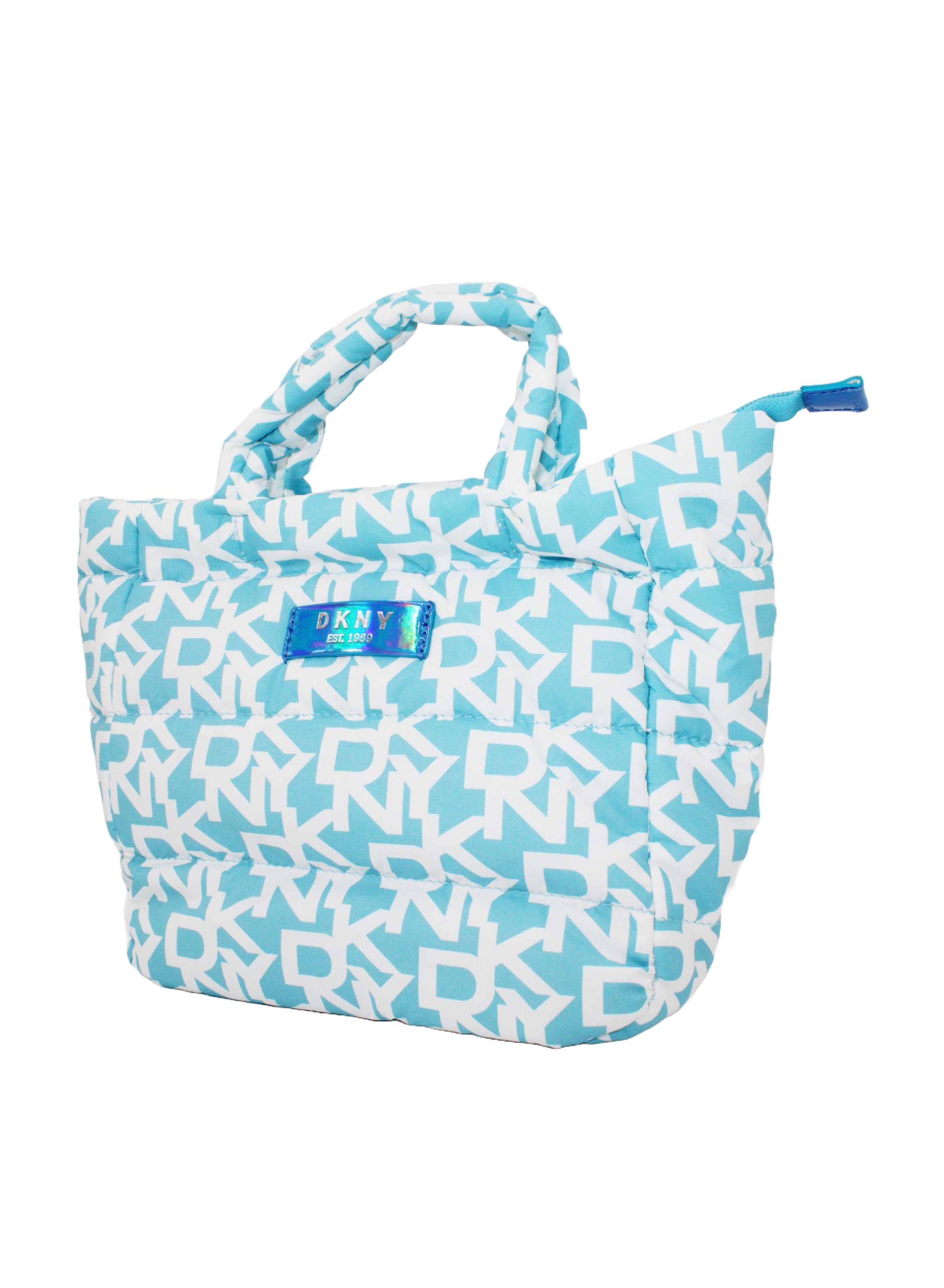 DKNY Signature Puffer Mini Tote Cosmetic Bag, Travel Make up Bag Small, Small Lightweight Cosmetic Bag Storage Bag, Small Makeup Bag, Travel Toiletry Bag