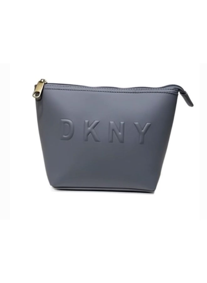 DKNY Large Cosmetic Bag – TRADEMARK DA020TM0 Premium Makeup & Travel Organizer – Grey