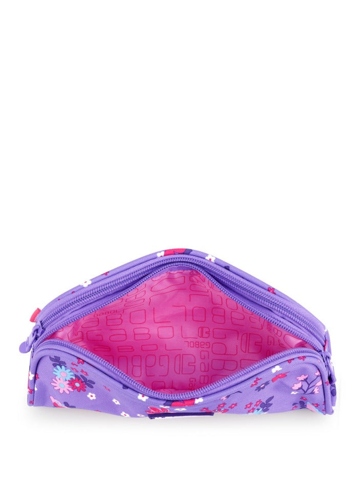 Purple Floral Pencil Case Zippered