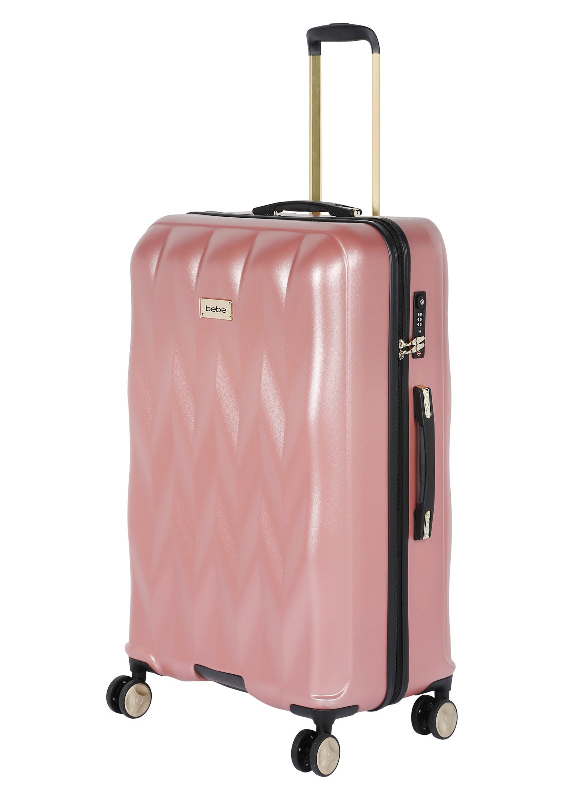 BEBE Ellise Hardside Luggage on Wheels for Unisex | Ultra Lightweight ABS on with Spinner Wheels 4 Color Rose Gold