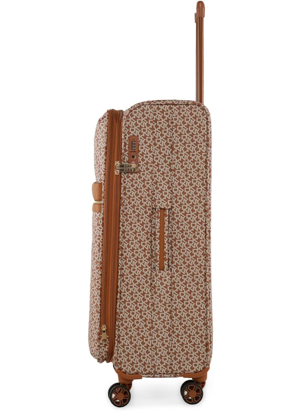 DKNY Signature Stripe Softside Luggage on Wheels for Unisex | Ultra Lightweight ABS on with Spinner Wheels 4 Double Wheel (MAPLE, 28 Inch)