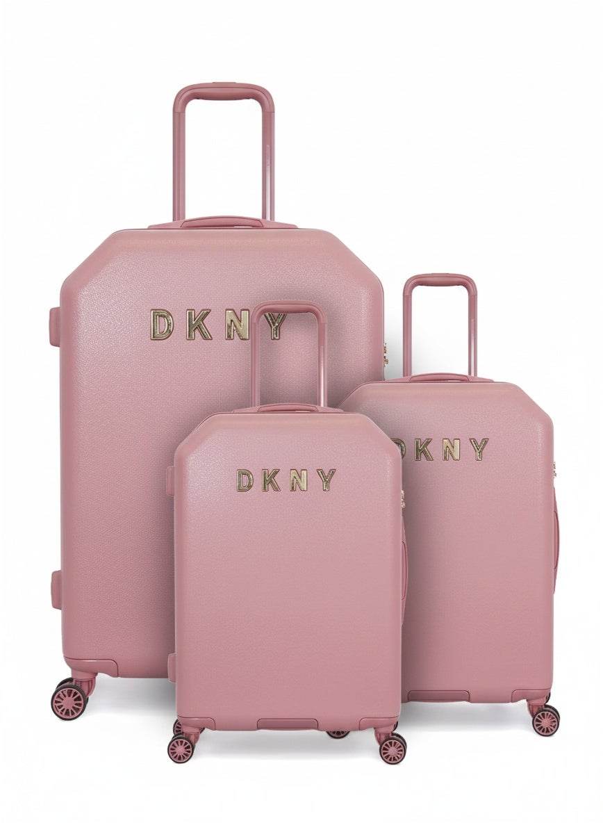DKNY Allure 3-Piece Hardsided Luggage Set on Wheels for Unisex | Ultra Lightweight ABS with Spinner Wheels 4 Color Dark Rose