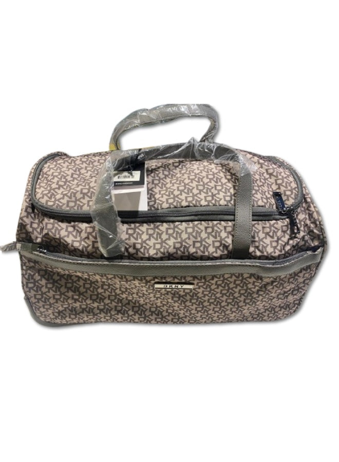 DKNY Vintage Signature Wheeled Duffle Bag – Iron/Smoke Color | One-Size Travel Duffle with Wheels & Telescopic Handle