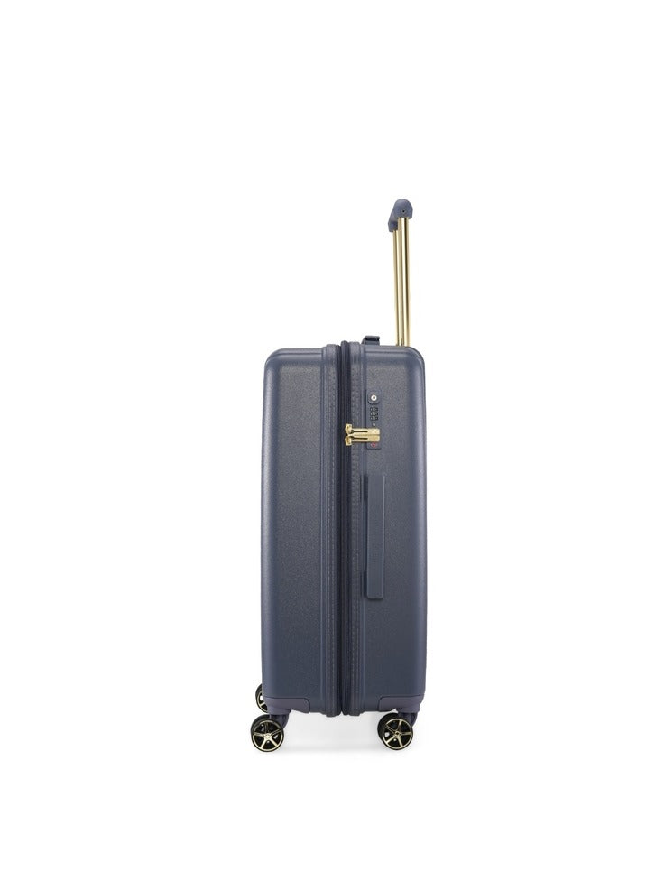 Big Monogram Hardside Spinner Luggage On Wheels, Ultra Lightweight ABS, 4 Double Wheels Color DENIM