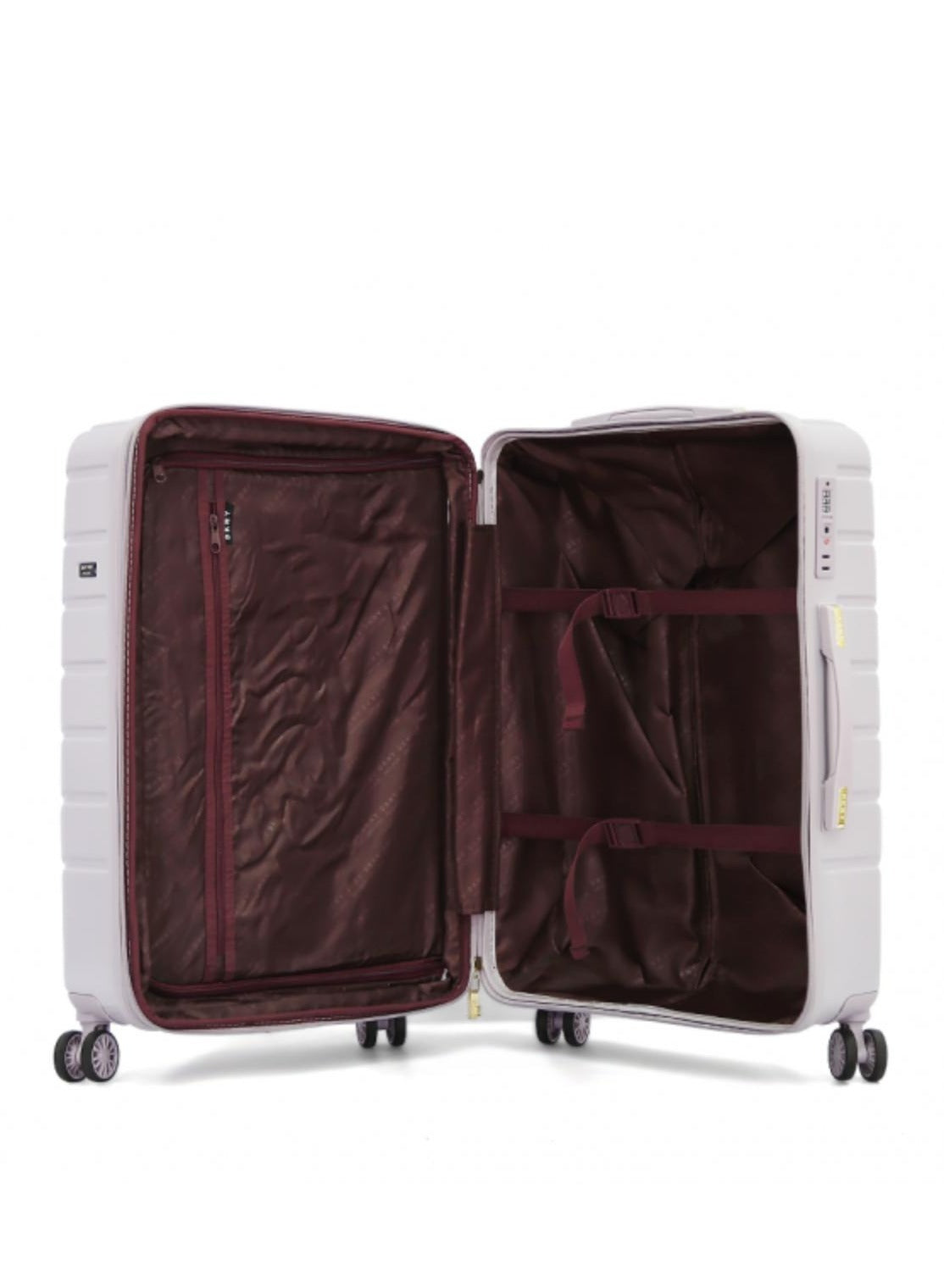 Bias HS Hard Case Luggage Trolley for Unisex ABS Lightweight 4 Double Wheeled Suitcase With Built In TSA Type Lock Color Lavender